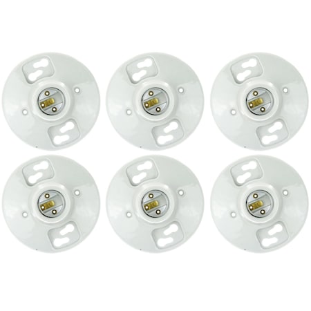 Sunlite GU24 Twist & Lock Bulb Socket, Porcelain Lamp Holder, White, 6PK 40880-SU
